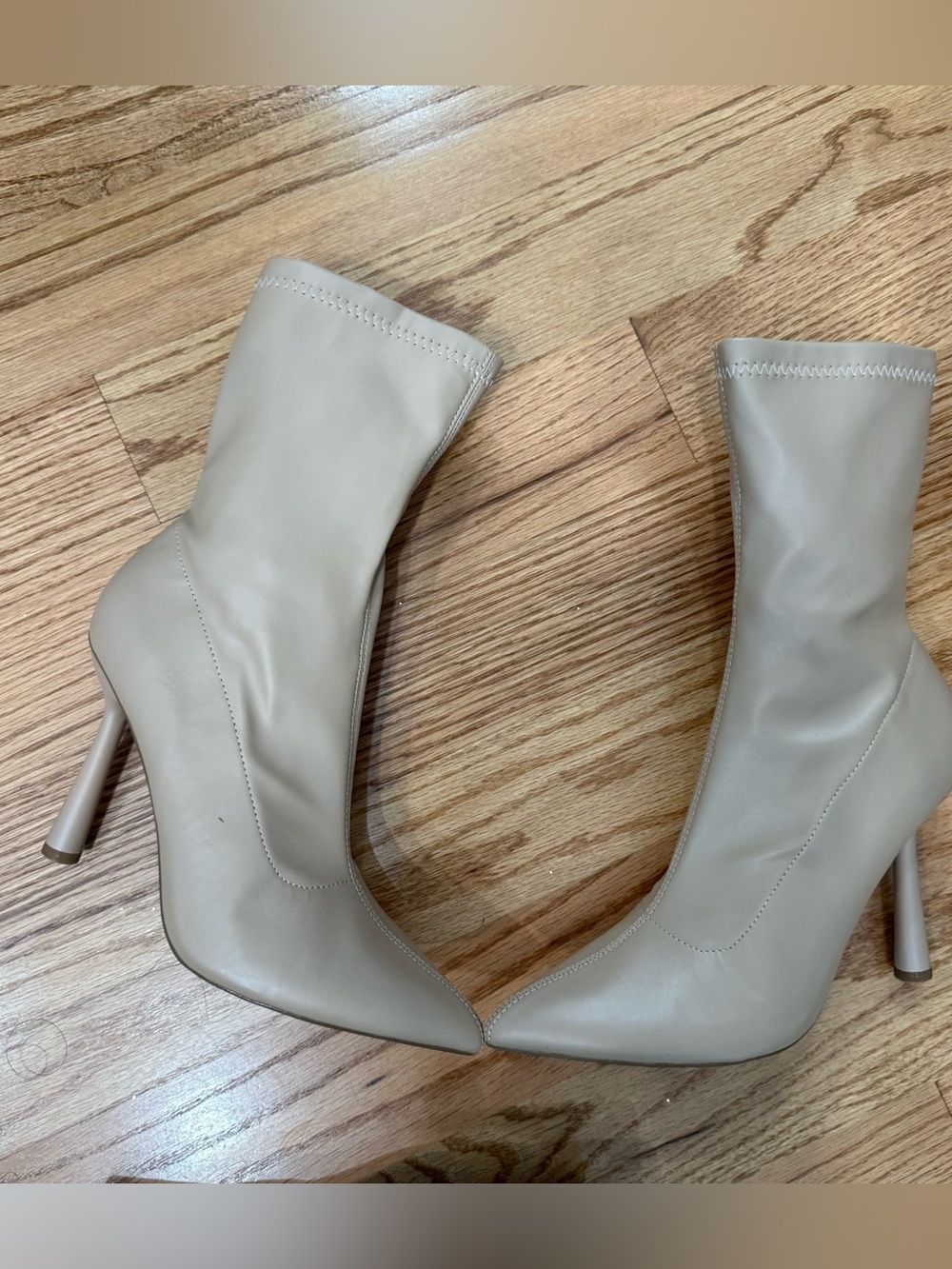 Forever 21 Taupe Stretch Sock Ankle Boots